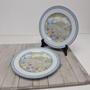 Coventry My Garden Salad Plates Set 2 Vintage Floral 8"